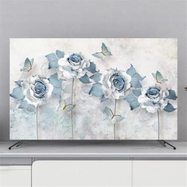Imagem de Capa protetora de tela universal à prova de poeira para sala de estar quarto televisão decorativa 32-80 polegadas padrão flor 32-80 polegadas padrão flor para sala de estar quarto TV 1||65 polegadas