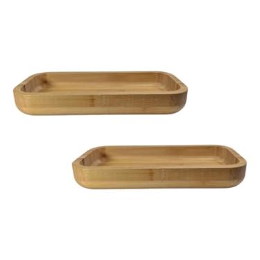 Imagem de Bandeja Bambu Madeira Resistente Servir Bolacha Com Café Biscoito Cappuccino 2 Peças (25cm Funda)