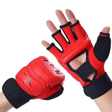 Imagem de LiMMAX Luvas de Kickboxing Sparring Luvas de MMA para homens e mulheres, luvas de boxe de meio dedo, luvas de luta para saco de pancadas, luvas de treinamento para homens e mulheres, vermelha, G