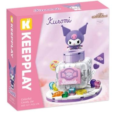 Imagem de Bloco de Montar Keepplay Pote de Doces Coloridos Kuromi Hello Kitty e Amigos