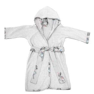 Imagem de Roupão Infantil Tecebem Com Capuz Malha Carlota Plush Atoalhado Branco