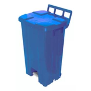 Imagem de Lixeira Quadrada Plastica De 100 Litros Com Roda E Pedal - JSN, Azul