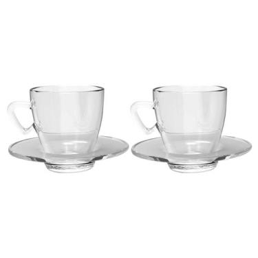 Imagem de Xícaras Chá e Café Vidro 220mL Transparente C/ Pires - 2un - TODO DIA