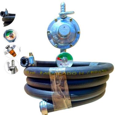 Imagem de Regulador Registro Gás Cozinha visor Kit Mangueira 5 metros - FORMAGÁS