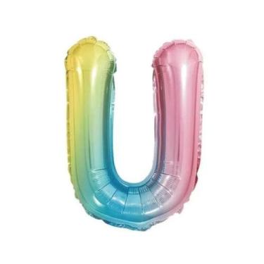 Imagem de Balão de Letra Gigante Metalizada Multicolor  - 75 cm - PartiuFesta, U