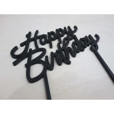 Imagem de Topo De Bolo Happy Birthday, Feliz Aniversário, Decoração - Toque 3D, 