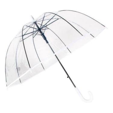 Imagem de Guarda Chuva Automático Longo Sombrinha Transparente Cinza Cor Branco 