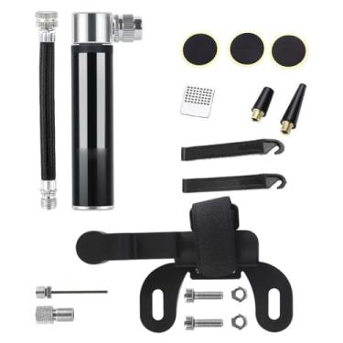 Imagem de Castrap Kit De Reparação De Pneus De Bicicleta Portátil Com Mini Bomba De Alumínio Patches Sem Cola Alavancas De Pneus Equipamento De Ciclismo Montado (Preto + bastão de plástico)
