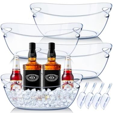 Imagem de Emycool Balde de gelo, baldes de gelo grandes de 5,5 L para festas e freezer, banheira de plástico para bebidas para bar de coquetel com colheres para vinho, champanhe, cerveja (4 peças)