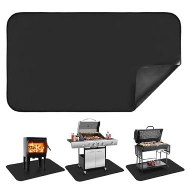Imagem de Ranjaner Tapetes de lareira para lareiras, tapete de lareira à prova de fogo, tapete de respingo de churrasqueira a gás para uso externo, tapete de fibra de vidro resistente a chamas para ambientes