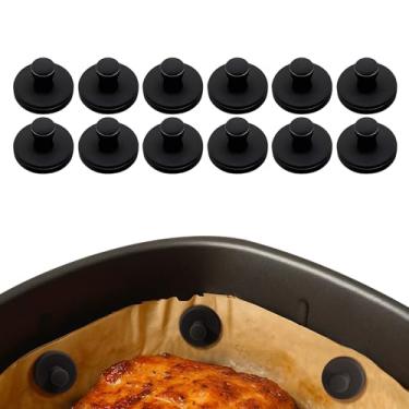 Imagem de Ímãs de forro Air Fryer 12 peças, suporte de papel pergaminho resistente a altas temperaturas para fritadeiras a ar de ferro, protege o forro de papel descartável com segurança, evita queimaduras e