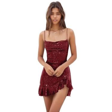 Imagem de Vestido de boas-vindas EEMEII Sequin Mermaid Wine Red Tamanho 12