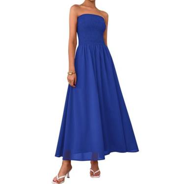 Imagem de Vestido de convidado de casamento PRETTYGARDEN Tube Top Maxi Blue Chif