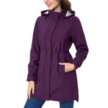 Imagem de Jaqueta feminina MAGCOMSEN longa softshell impermeável roxa S