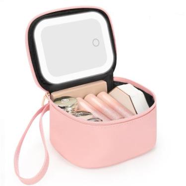 Imagem de Bolsa de maquiagem Relavel Mini com espelho LED 3 modos de luz rosa