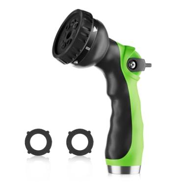 Imagem de SPECILITE Bocal de mangueira de jardim com 8 padrões de pulverização ajustáveis, bicos pulverizadores de mangueira ABS com válvula de controle de polegar para fácil controle de fluxo, uso para regar