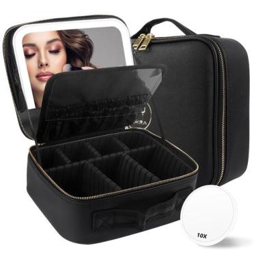 Imagem de Bolsa de maquiagem de viagem MOMIRA com espelho iluminado e aumento de