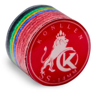 Imagem de KONLLEN Ponta de bilhar arco-íris com ponta transparente SX/SS/S/M/MH/H 11 mm/14 mm ponta de taco de sinuca 9 camadas de acessório de cabeça de taco de pele de porco 1 peça (14 mm-SS-vermelho)