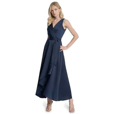Imagem de DKNY Vestido feminino com botões e manga curta franzido, Azul marino, 48