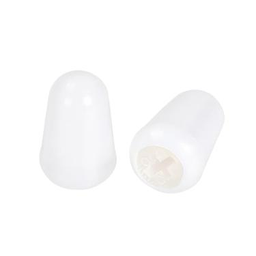 Imagem de Banworks Tampa de interruptor de guitarra de 3 vias, ponta de interruptor de guitarra de 5 vias para guitarras elétricas Fender/Squier Strat ST Tele, pacote com 2 JT/DWQM-05, branco