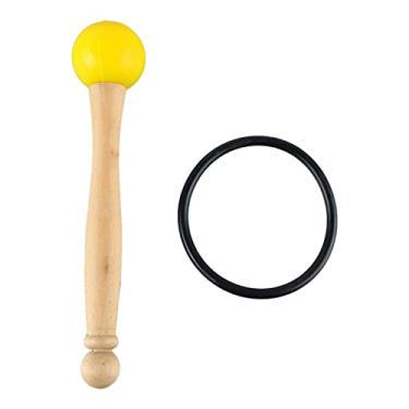 Imagem de WALFRONT Tigela de Tigela de Canto Bastão de Percussão Com Cabeça de Borracha e Maçaneta de Madeira para Tigelas de Cristal Cantando Lindas Lindas Som (Amarelo)