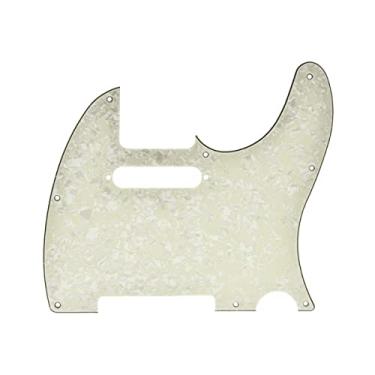 Imagem de Dopro 8 furos Tele Style Guitar Pickguard TL Pick Guard com furos de parafuso de montagem para Tele/Telecaster envelhecido pérola