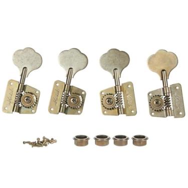 Imagem de Vintage 2x direita/2x esquerda 2R2L 70s Cloverleaf Bass Tuners Bass Tuning Machine Heads Bass Tuning Keys para Jazz J Bass/Precision P Bass envelhecido níquel