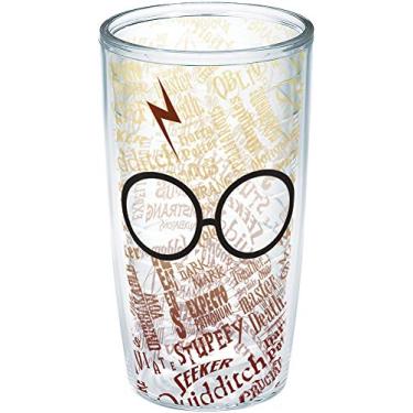 Imagem de Tervis Copos Harry Potter e cicatriz feitos nos EUA Copo isolado de parede dupla, 473 g - Sem tampa, transparente