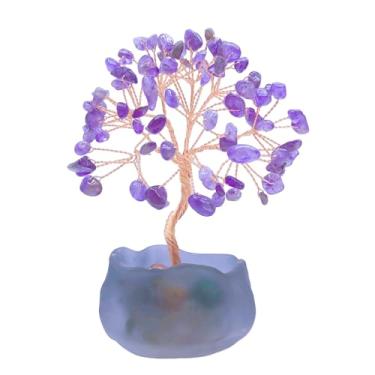 Imagem de Árvore da vida de cristal de ametista, árvore roxa para cura de cristais, feita à mão, árvores da vida para decoração de casa (Ametista)