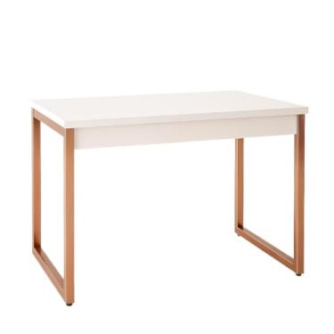 Imagem de Escrivaninha Mesa Escritório Estilo Industrial - Home Office - Madeira - Preto - Branco - Rose Gold(Branco/Rose,90cm)