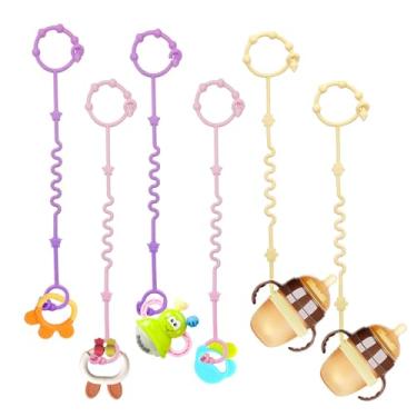 Imagem de RTMOK Tiras de brinquedo para bebê, clipe de chupeta de silicone, aplica-se ao mordedor de assento de carro, cadeira alta, acessórios de carrinho, clipes de bebê, berços, cadeira de balanço