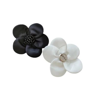Imagem de GorinsKani Elegantes 5 pétalas de flores, broches, alfinetes de lapela, feitos à mão, tecido de cetim delicado, broches de pérolas, broches para mulheres, peça de casamento, vestido de dança, terno de
