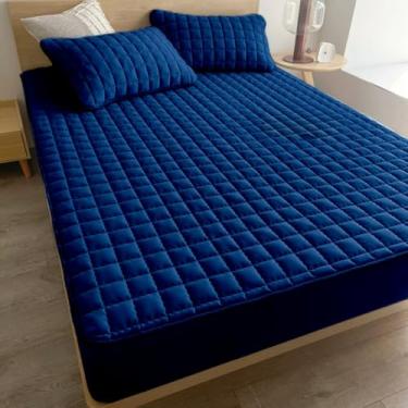 Imagem de Capa Protetora ImpermeáVel Para ColchãO Casal/Queen/King - 100% à Prova D'áGua - Anti-áCaros E HipoalergêNica - Com EláStico Em Toda Volta(AZUL MARINHO,Mini Cama)