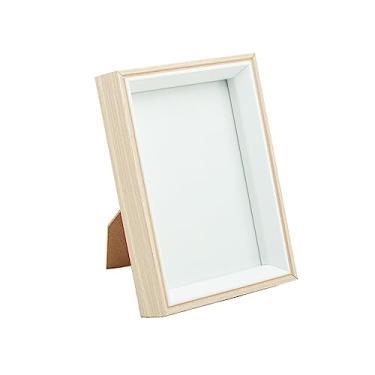 Imagem de Porta Retrato Decorativo de MDF Branco 10x15cm Moldura Profunda para Foto com Vidro