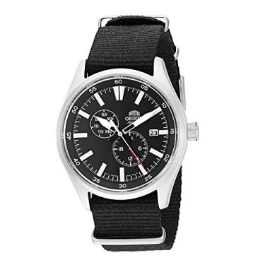 Imagem de Orient Relógio masculino de aço inoxidável automático/corda manual, Preto, Casual