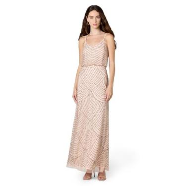 Imagem de Adrianna Papell Vestido feminino longo com contas, Blush/ouro/rosa, 36