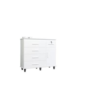 Imagem de Cômoda Sapateira TR 5 Gavetas + 1 Porta Cor Branco - SAO MIGUEL