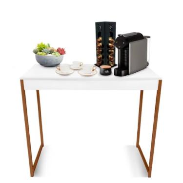 Imagem de Mesa para home office Escrivaninha Industrial Quarto Notebook Escritorio Computador para estudos(Branco e Rose)