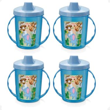 Imagem de Kit 4 Copo Infantil Alças E Bico 320Ml Bichinhos 6 Meses