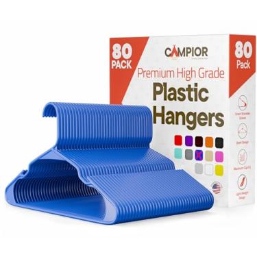 Imagem de Cabides de plástico – Conjunto de cabides resistentes para organizar roupas, vestidos e casacos, comporta até 2,3 kg, cabides que economizam espaço com ranhuras antiderrapantes nos ombros, pacote com