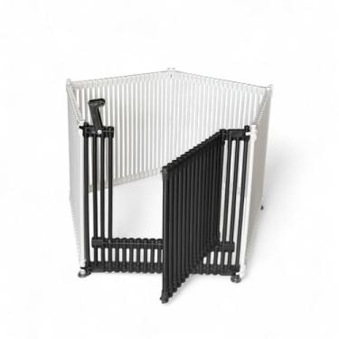 Imagem de Portãozinho para Multiuso Infantil e Pet 2‑8 Módulos Dobrável | Alturas 60/80cm, Cores Preto e Branco | Seguro, Resistente e Atóxico (Preto, 80cm de Altura)