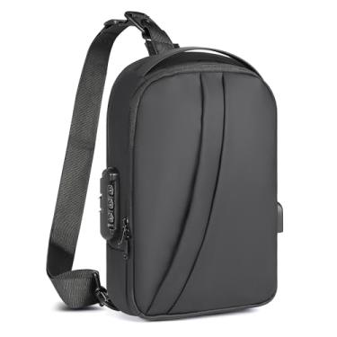 Imagem de VALUEQLO Bolsa tiracolo masculina antifurto para mulheres, mochila com porta de carregamento USB para viagens, Preto