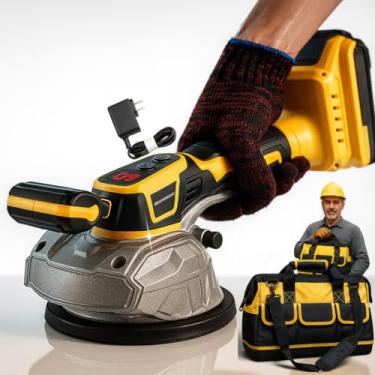 Imagem de Máquina de Assenta piso sem fio motor brushless 130kg lcd 2 baterias 21v profissional para assentamento de mármore cerâmica cimento porcelanato com bolsa de ferramenta