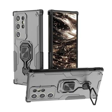 Imagem de SORAKA Capa para Samsung Galaxy S24 Ultra com suporte metálico giratório de 360 graus peça de ferro magnética para suporte magnético para telefone de carro