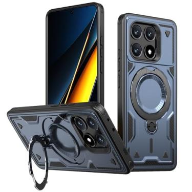 Imagem de SORAKA Capa para Xiaomi Poco X6 Pro com suporte,compatível com MagSafe,Capa para Xiaomi Poco X6 Pro com chapa de ferro Capa resistente que absorve choques Proteção contra quedas de nível militar