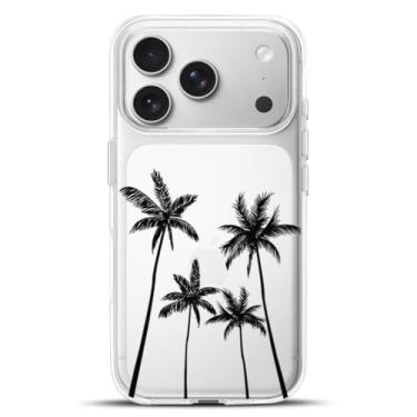 Imagem de KEXAAR Capa compatível com iPhone 17 Pro, lindas folhas de palmeiras, design floral, flor, à prova de choque, capa protetora rígida fina e transparente para mulheres e meninas 2025 6,3 polegadas