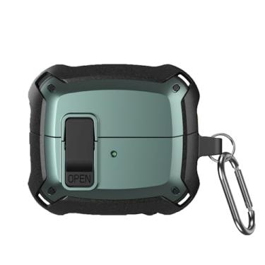 Imagem de Feigand Capa para Galaxy Buds 3 Pro e Galaxy Buds 3 (2024) com clipe de bloqueio, armadura robusta à prova de choque, capa rígida protetora com mosquetão (verde)