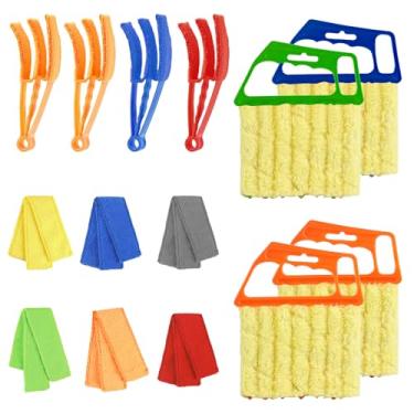 Imagem de 8 peças de ferramenta de limpeza veneziana de janela, espanador cego para limpeza, escova de microfibra 7 dedos, ferramenta de limpeza de pó para persianas de janela, ar-condicionado, vinil, madeira