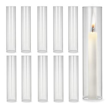 Imagem de Garvee 10 peças de castiçais de vidro de 30 cm para velas de pilar - Capas votivas de cilindro transparente para casamento, Natal, decoração de festa de aniversário (abertura de 6,3 cm)