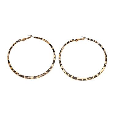 Imagem de Brincos de argola redondos delicados com estampa de leopardo grande para mulheres, minimalistas, vintage, banhados a ouro, argolas de apertar, hipoalergênicas, modernas, joias para sua esposa, 70 mm